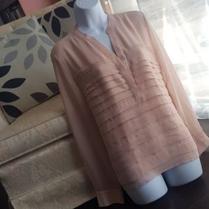 Calvin Klein Flowy Long Sleeve Blouse Layer Detail